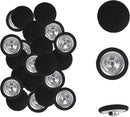 25pcs Satin Fabric Cloth Covered Buttons Metal Shank Round for Women Suit DIY Sewing Gowns Jeans Jackets Coats Shirts Wedding Dresses Handmade Crafts (Black, 15mm) black 15mm