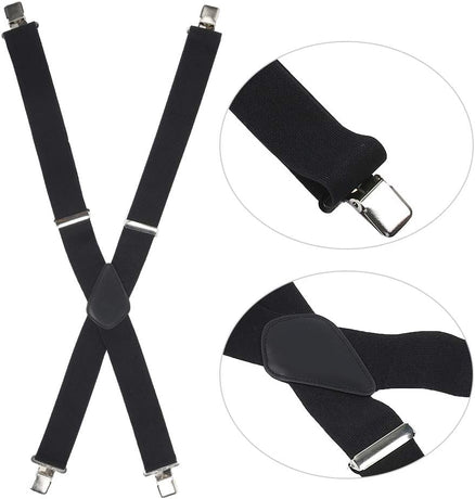 Mens Suspenders, 2 Inches Wide X Back Adjustable Suspenders with Heavy Duty Clips Men's Strip Sling Decor