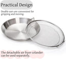 10.3" Kitchen Oil Filter Tray, Stainless Steel Air Fryer Mesh Pan, Draining Basket Accessories for Fried Food, Cooking Net Strainer Colander Barbecue Grill Vegetable Dessert