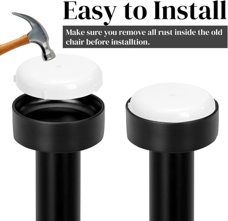 100 Pack 1-1/2 inch Patio Furniture Feet Caps, Wrought Iron Outdoor Chair Glides, Thick Plastic Leg Caps for Metal Chairs & Tables