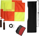 Soccer referee set - 2-piece blocked soccer flag - Red and yellow referee cards - With storage bag - Stainless steel whistle with black lanyard