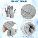 Winter gloves - Fleece gloves - Warm - Soft - Touchscreen gloves - Ladies' winter gloves - Suitable for cold weather - Knitted gloves - 2 pairs - Black gloves - Grey gloves