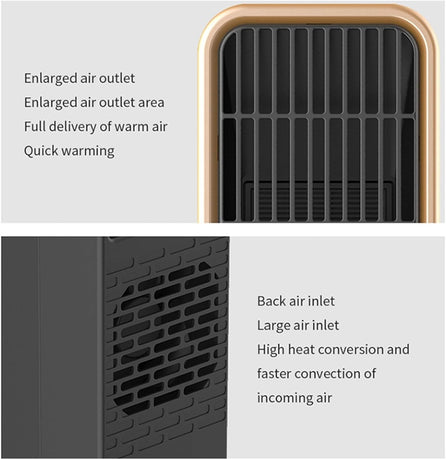 Electric heater - Indoor electric heater - Fan heater for household use - 500W - Ceramic heating element - Power plug