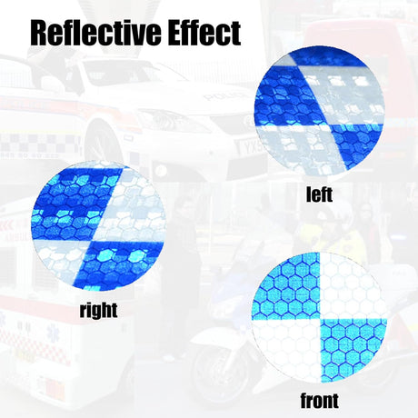 Reflective strips - Reflective tapes - 3 m x 50 mm - Reflective warning tape - Reflective tape - Outdoor - Waterproof - Fluorescent tape - Transport safety tape - Glow-in-the-dark tape - Blue and white