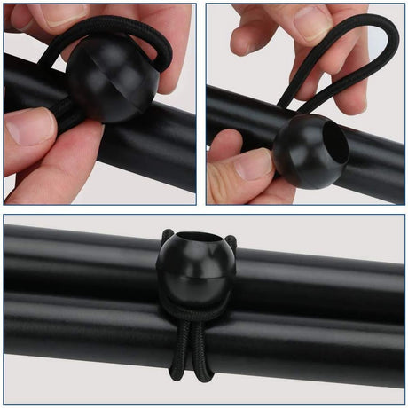 12 Black sailcloth bungee balls for banners - sailcloths - pavilions - tents - bungee hooks - stalls - flagpoles