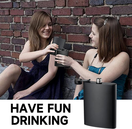 2-pack hip flasks, 8oz and 12oz stainless steel leak-proof slim hip flasks with funnel for men and women (matte black)