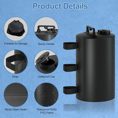 Gazebo Hydration Bag 88 lbs - Portable 10L Windproof Hydration Bag for Pop-up Tents - Awnings - Gazebos - Heavy Sand Weights - 4-Pack