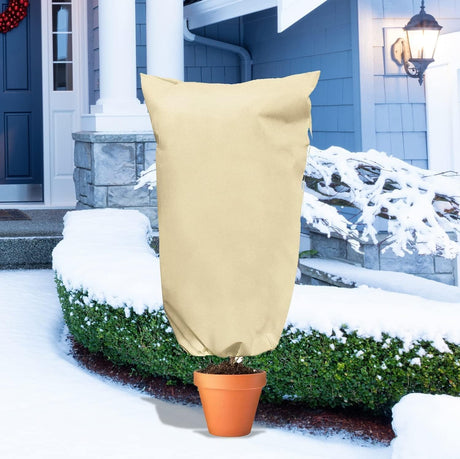 Winter protection shoes for potted plants against frost (2 sets) - 80x120 cm - Winter tent for plants with zip - Suitable for olive trees, palm trees, etc. - Tear-resistant, breathable, washable, UV-resistant - Beige