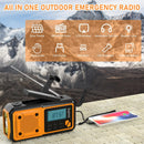 Hand-crank emergency radio - Portable AM/FM and shortwave radio - Supports charging via solar power/USB/hand crank - Equipped with a 4000 mAh rechargeable battery - Flashlight - Reading light and SOS emergency signal - Suitable for survival - Hiking and s