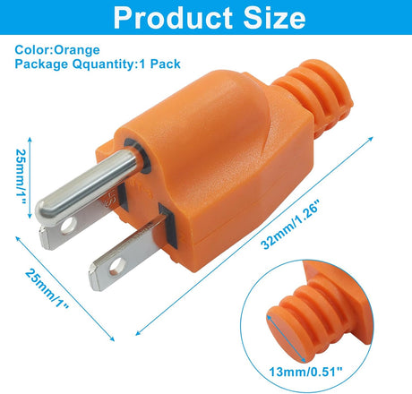 Biaungdo 1 Pack Neutral Ground Bonding Plug for Portable Inverter Generator, Surge Protector Ground Plug with Floating Neutral on RV Generator for Open Ground Error(Orange)