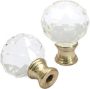 Biaungdo 2 Pack Crystal Lamp Finial, Clear Lamp Finial Cap Knob Diamond Lamp Shade Finial Glass Lamp Screw Top Lamp Decoration for Lamp Shade, with 1/4-27 Inch Gold Base