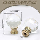 Biaungdo 2 Pack Crystal Lamp Finial, Clear Lamp Finial Cap Knob Diamond Lamp Shade Finial Glass Lamp Screw Top Lamp Decoration for Lamp Shade, with 1/4-27 Inch Gold Base