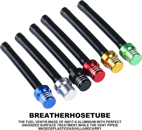 6 pcs Motorcycle Breather Hose Gas uel Tank Cap Vent, Motorcycle Gas Cap Vent Hose Tube, Aluminum Universal Breathing Tube its All O-Road Motorcycles ATVs, its Pit Dirt Bike