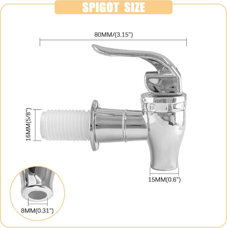 Biaungdo 2 Pcs Replacement Spigot for Beverage Dispenser, Silver Push Style Beverage Dispenser Carafe Spigot Water Dispenser Replacement Spout Faucet