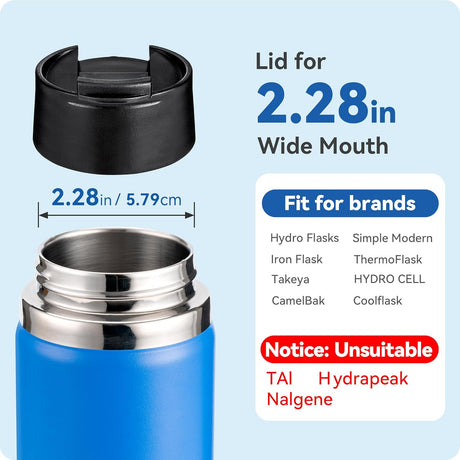 Flip Lid for Hydro Flask 12 16 18 20 32 40 64 oz Wide Mouth Bottle,Replacement Lid for Hydroflask,Thermoflask,Iron Flask and More 2.28