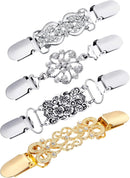 4 Pieces Vintage Sweater Shawl Clips Retro Cardigan Collar Dress Shirt Brooch Clips or Women Wearing, 4 Styles(Stylish Style)