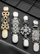 4 Pieces Vintage Sweater Shawl Clips Retro Cardigan Collar Dress Shirt Brooch Clips or Women Wearing, 4 Styles(Stylish Style)
