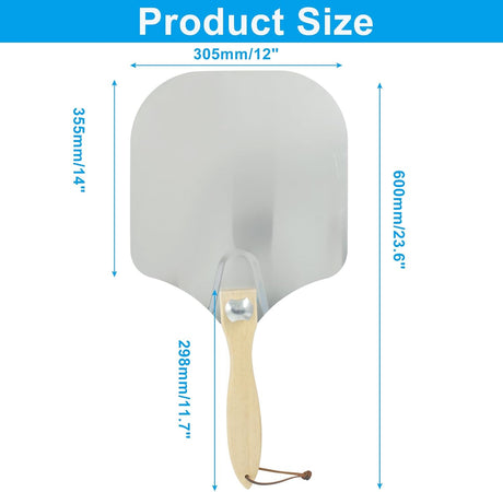 Biaungdo 12 Inch Aluminum Metal Pizza Peel, Pizza Spatula Paddle with Foldable Wood Handle for Oven