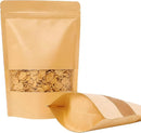 Moretoes 72pcs 5.9x8.6 Inches Kraft Paper Resealable Bags for Small Business, Stand Up Pouches, Food Packaging Bags with Window, Ziplock Coffee Pouches for Small Business