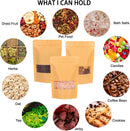 Moretoes 72pcs 5.9x8.6 Inches Kraft Paper Resealable Bags for Small Business, Stand Up Pouches, Food Packaging Bags with Window, Ziplock Coffee Pouches for Small Business