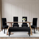 FORCHEER Dining Chair Covers and Bench Covers Set Waterproof Black Jacquard 4 Dining Room Chair and Bench Slipcover Washable