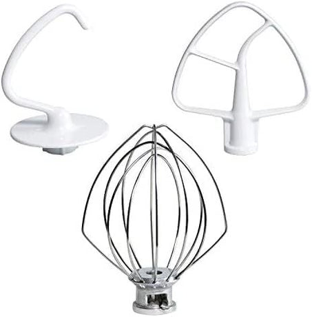Mixers Accessories K45WW Wire Whip K45DH Dough Hook K45B Coated lat Blade Paddle with Scraper Replacement or Kitchen Tilt-Head Aid Stand Mixer Attachments- Stainless Steel