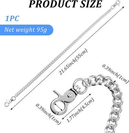 Pants Chain, Silver Durable Pants Chain Belt Wallet Chains for Men & Women Heavy Duty Metal Biker Clothing Jeans Chains Perfect for Jeans, Hip-Hop Punk Style Accessories