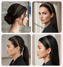 2Pcs Metal Headbands for Women, Silver & Gold Thin Metal Headbands for Women Multi Layers Double Headband, Trendy Layered Design Perfect for Parties & Daily Wear
