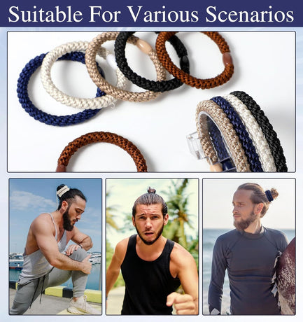 Mens Hair Ties, 10 Pack Hair Ties for Men Guys with Smooth Beads (Multicolor)