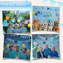 Pre-Strung Happy Birthday Banner & Felt Garland Set - Ombre Blue Birthday Decorations for Women Men Boys Girls | Reusable Party Supplies for Indoor & Outdoor