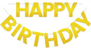 Happy Birthday Banner - 9 ft Pre-Strung Backdrop Sign for Women, Men, Girls, Boys - No DIY Gold Glitter Birthday Decorations & Party Supplies