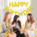 Happy Birthday Banner - 9 ft Pre-Strung Backdrop Sign for Women, Men, Girls, Boys - No DIY Gold Glitter Birthday Decorations & Party Supplies