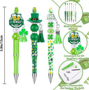 12 Set St Patricks Day Beadable Pens Plastic Bead Pens Clover Green Bulk Ballpoint DIY Crafting Pens Making Kit with Pendants Lobster Clasps for Students Teens School Office Supplies