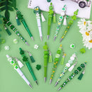 12 Set St Patricks Day Beadable Pens Plastic Bead Pens Clover Green Bulk Ballpoint DIY Crafting Pens Making Kit with Pendants Lobster Clasps for Students Teens School Office Supplies