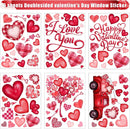 6 Valentine's Day Window Clings Valentine Window Decors Pink Hearts-Shape Tree Truck Happy Valentine’s Day Glass Stickers Decal Double Sided for Home Kitchen Decorations Party Supplies