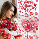 6 Valentine's Day Window Clings Valentine Window Decors Pink Hearts-Shape Tree Truck Happy Valentine’s Day Glass Stickers Decal Double Sided for Home Kitchen Decorations Party Supplies