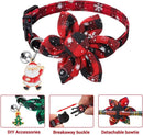 3 Pack Cat Collars, Christmas Flower Kitten Collars with Adjustable Breakaway Bow Tie Bell Plaid Snowflake Xmas Pet Supplies for Cats