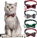 4 Pack Christmas Cat Collars with Adjustable Breakaway Bow Tie Bell Plaid Snowflake Xmas Pet Supplies for Cats