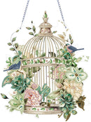 Diamond Art Painting Hanging Pendant Kit,DIY Flower Birdcage Crystal Art Hanging Sign,Diamond Window Hanging Wreath Ornament for Home Decor and Gift (366)