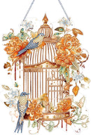 Diamond Art Painting Hanging Pendant Kit,DIY Flower Birdcage Crystal Art Hanging Sign,Diamond Window Hanging Wreath Ornament for Home Decor (365), MHL-35