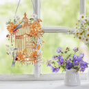 Diamond Art Painting Hanging Pendant Kit,DIY Flower Birdcage Crystal Art Hanging Sign,Diamond Window Hanging Wreath Ornament for Home Decor (365), MHL-35