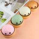 Giant Glitter Smiling face Colorful Dumpling Stress Balls Fidget Sensory Toy,Squeeze Dough Ball Stress Relief Hand Toy,Bun with Food Steamer Stretchy Desk Toys (Green)