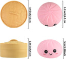 Giant Glitter Smiling face Colorful Dumpling Stress Balls Fidget Sensory Toy,Squeeze Dough Ball Stress Relief Hand Toy,Bun with Food Steamer Stretchy Desk Toys (Green)