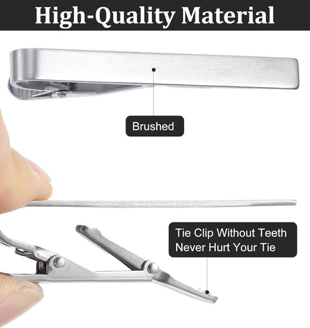 3 Pack Silver Tie Clips for Men, Classic Tie Clips for Men Silver with Adjustable Clasp Ideal for Professional Office Wear and Formal Events
