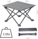Roll-Up Camping Table, 4-Person Lightweight Portable Outdoor Table with Carry Bag for Picnics BBQ Travel (15.7”x13.7”x11” Black)