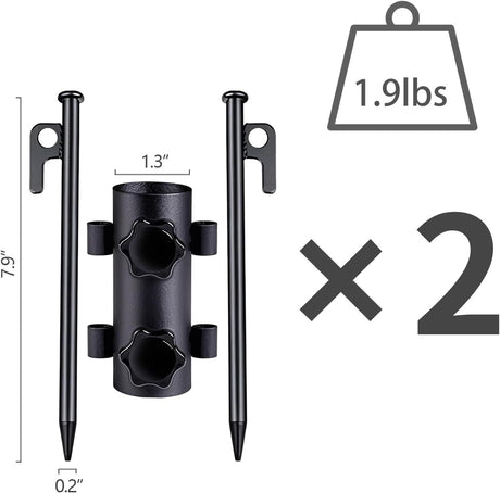 Portable Tent Holder Camping Tent Pole Holder Comes with 4 Ground Nails Tent Fixed Tube Pole Stand for Camping Fishing Hiking