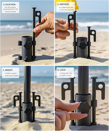Portable Tent Holder Camping Tent Pole Holder Comes with 4 Ground Nails Tent Fixed Tube Pole Stand for Camping Fishing Hiking