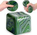 Large Veined Ice Cube Squishy Toy, 7cm (2.76 Inch) Big Stress Cube, Soft Sensory Fidget Toy for Anxiety Relief and Focus for Youth Adults, Squishy Ball (Green)