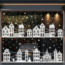 72" Christmas Window Clings,Winter House Window Decals White Simple Style Reusable Non Adhesive Street Scene Border Stickers for Home Cafe Shopping Mall Glass Door Christmas Decor