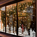 72" Christmas Window Clings,Winter House Window Decals White Simple Style Reusable Non Adhesive Street Scene Border Stickers for Home Cafe Shopping Mall Glass Door Christmas Decor